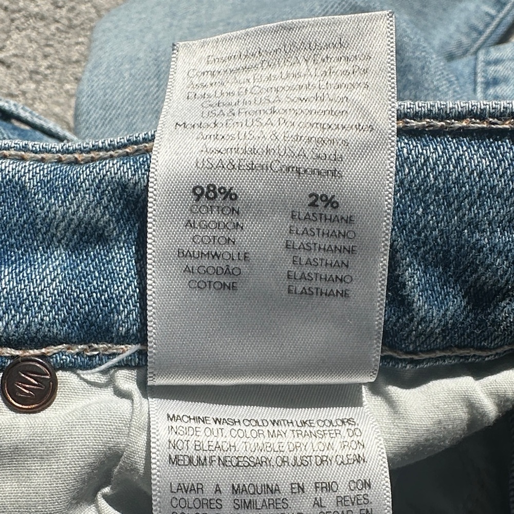 MOTHER Light Blue Straight Leg Jeans with Distressed Knees - Picture 7 of 7